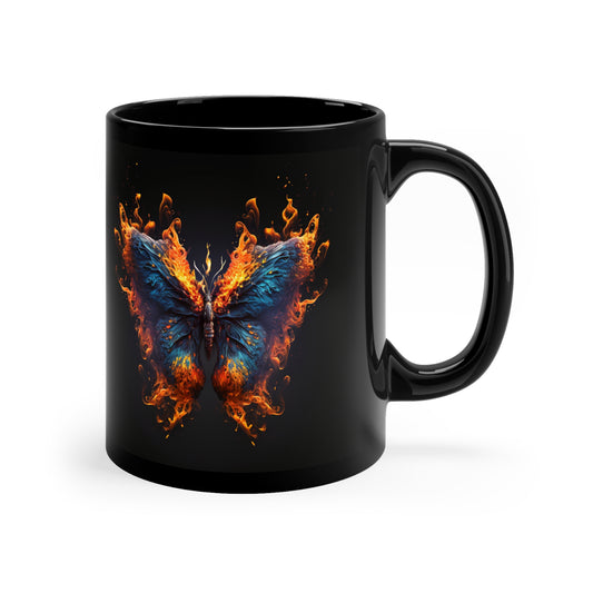 Flaming Butterfly 11oz Black Mug