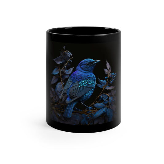 Blue - Bird 11oz Black Mug